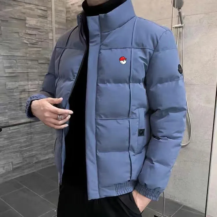 Autumn Winter Men Golf Jackets Windbreak Coat Horse Stand Collar Men Golf Wear Down Cotton Keep Warm Malbon Golf Clothing Men