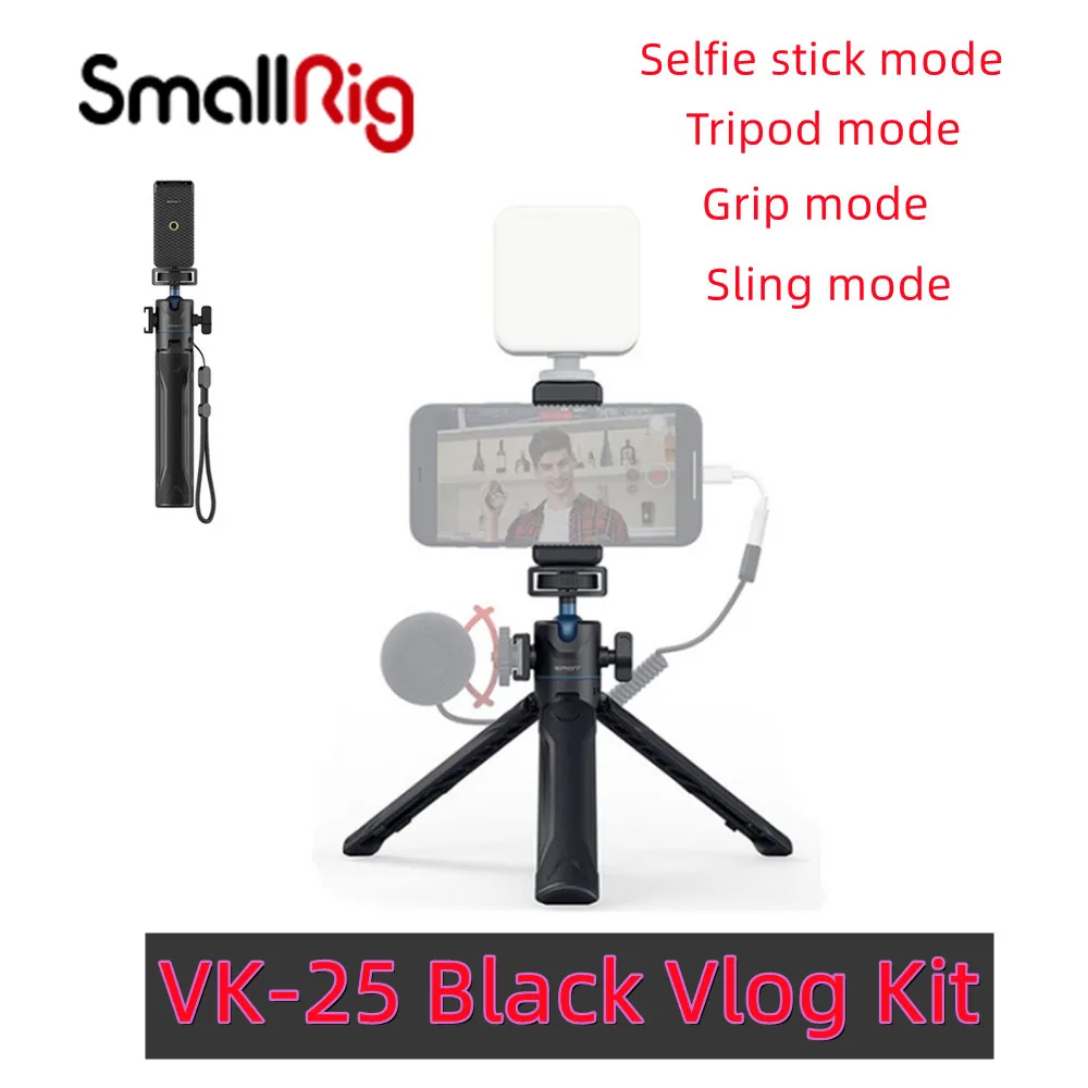 

SmallRig 3827/3828 VK-25 Black Vlog Kit Compact Stretchable Tripod Four Modes with 1/4-20 Screw