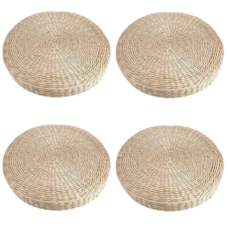 Seat Mat Grass Cushion Pad Beige Handmade Weave Floor Pillow