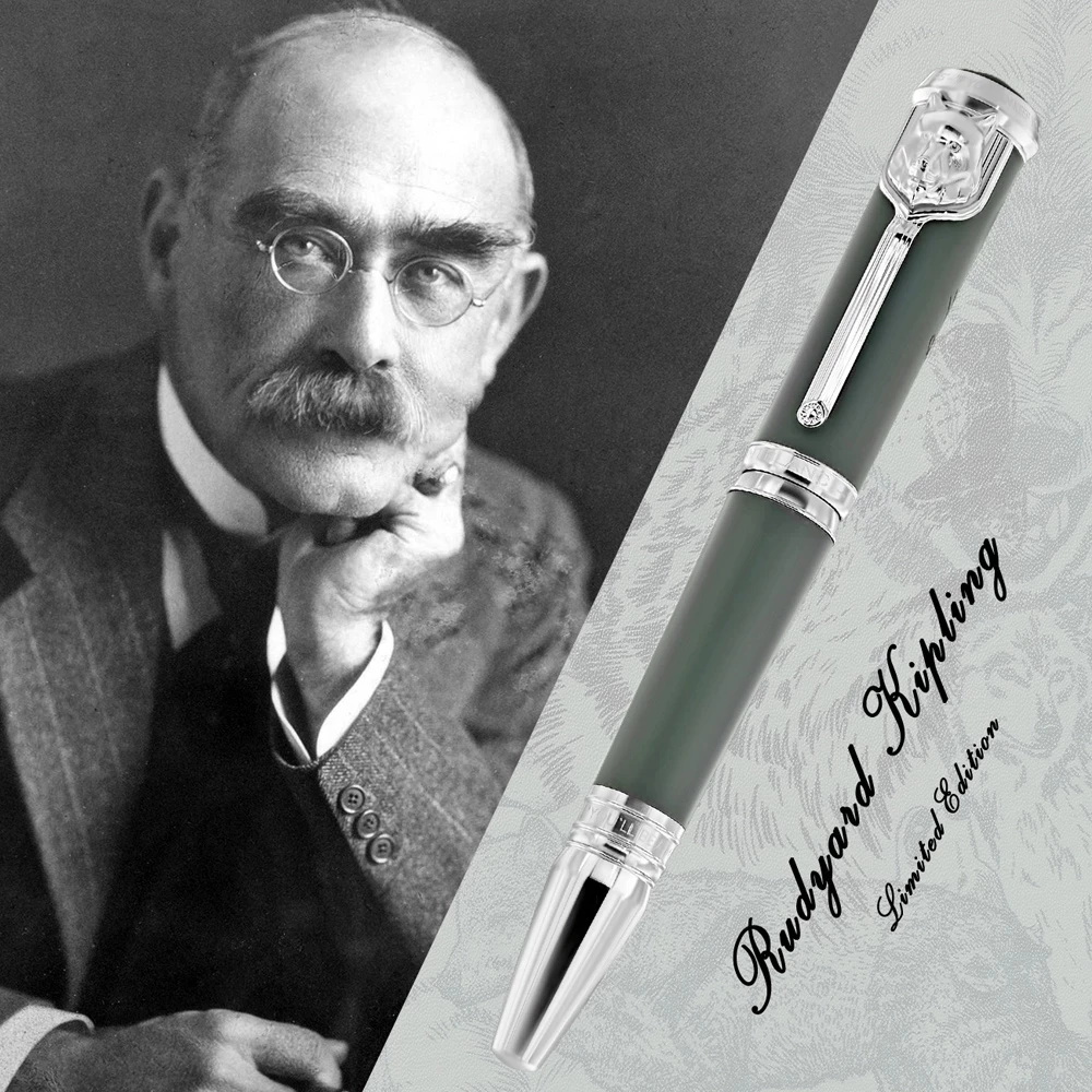 LAN Writer Edition Rudyard Kipling Signature MB Ballpoint Pen Luxury Stationery Writing Smooth With Embossed Wolf Head Design