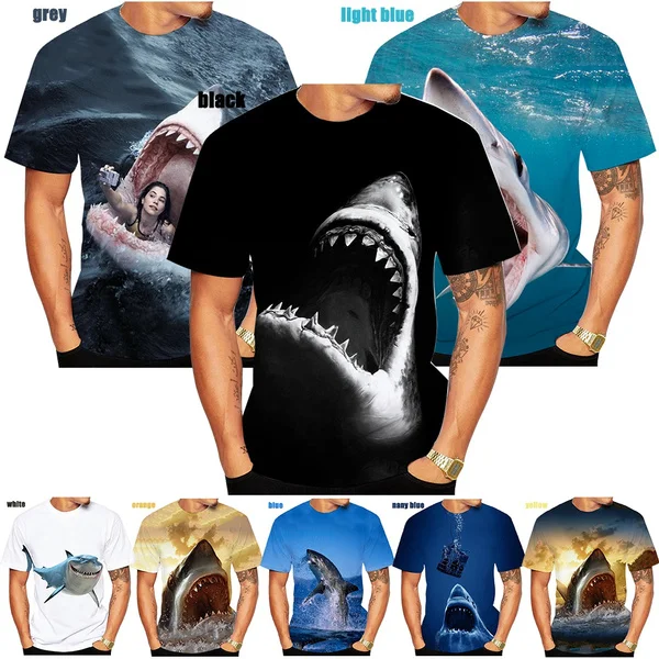 

New T-shirt Shark T Shirt Men Cool Clothes Tops shark 3D Print T shirt 3d Tshirt Print Short Horror Summer Ocean Tops Tees