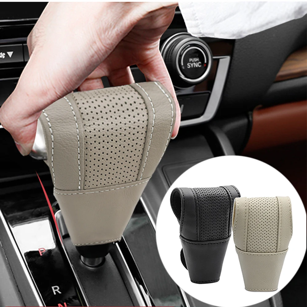 Купи For Gear Lever Cover Shifter Knob Case Fit Gearbox Stick Shift Collars Handle Protector Protective Anti-Slip Cover Leather New за 1,678 рублей в магазине AliExpress