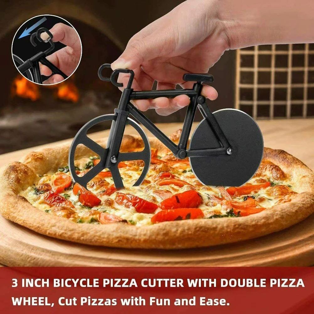 

Bicycle Pizza Is Cutter Non-stick Stainless Steel Pizza Knife Bicycle Shape Wheel Bike Roller Pancake Cutter Slicer Pizza Tool