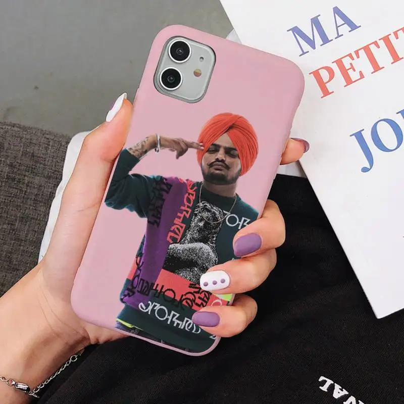 

Indian Rapper Sidhu Moose Wala Phone Case for iPhone 11 12 13 Mini Pro Xs Max 8 7 6 6S Plus X XR Solid Candy Color Case
