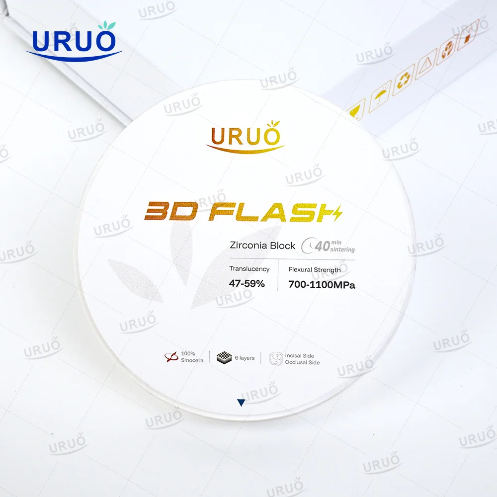 Фото Стоматологический циркониевый блок 98 мм 3D Flash для быстрого спекания за 40 минут, открытая система, материал CAD/CAM, прозрачность 47%-59%, прочность 700-100 МПа №3