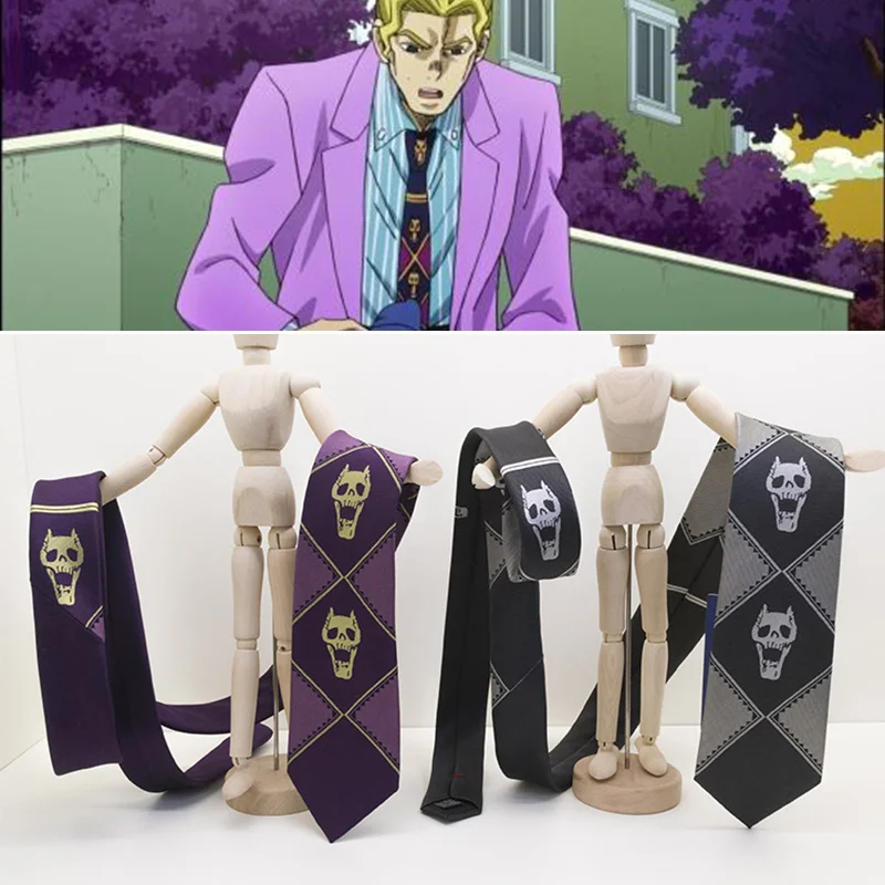 

Anime JoJo Bizarre Cosplay Anime Tie Purple Black Skull Head Cosplay Anime Halloween Men's And Women's Bow Tie Accessories Tie