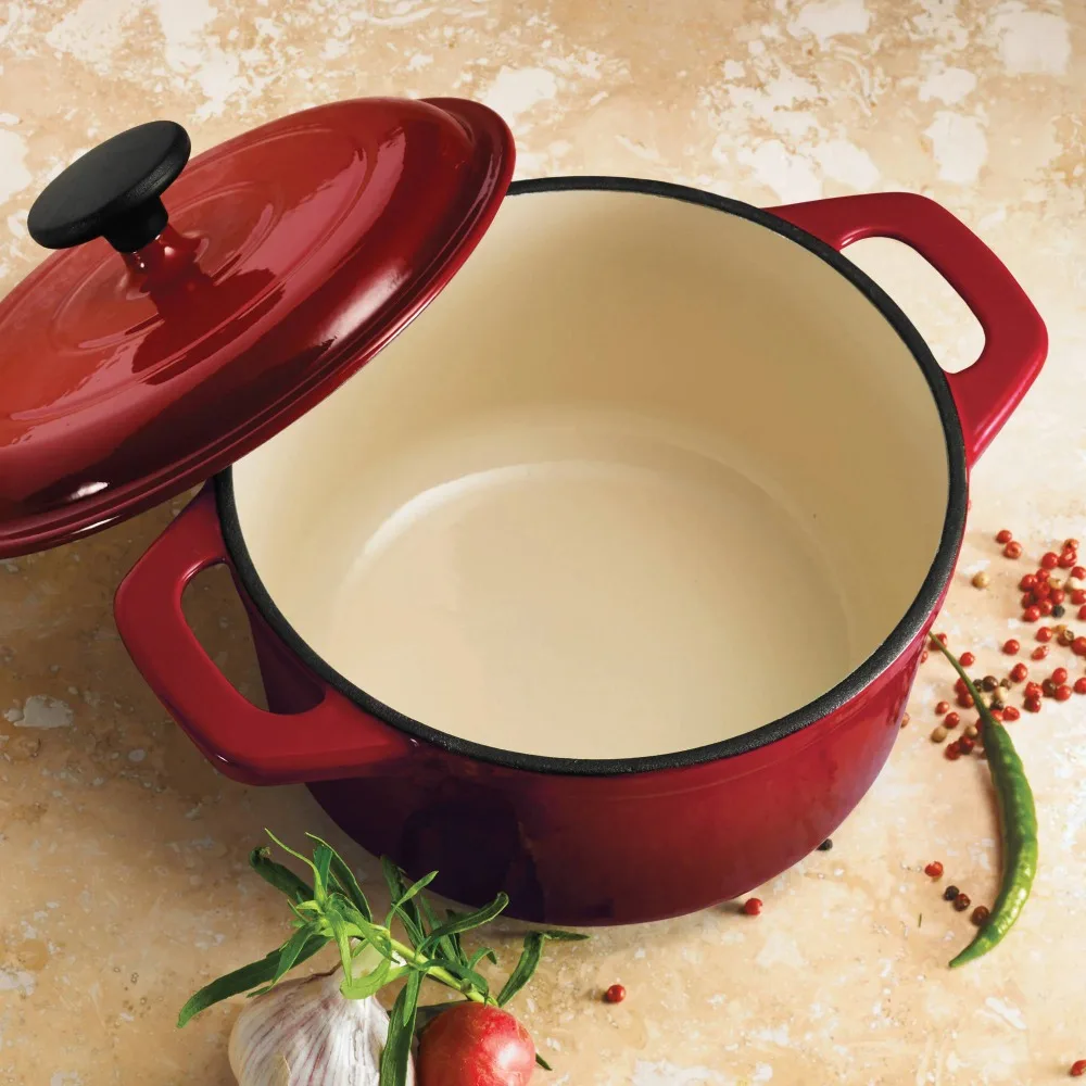 

3.5-Quart Enamled Cast Iron Dutch Oven with Self Lid Cast Iron Pot Cast Iron Cookware Nonstick