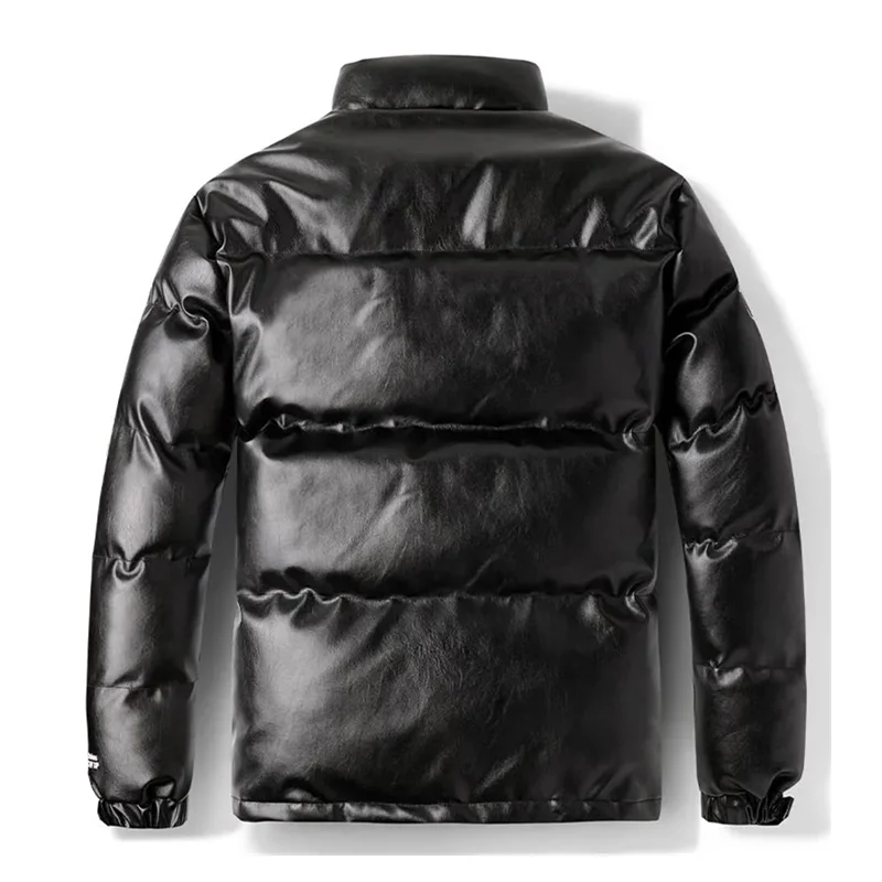 Leather Parkas Men Warm Thick Loose Jackets Coat Winter PU Outdoor Outfits Windproof Solid Harajuku Parka Mens Padded Jacket