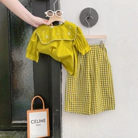 girls summer new shirt plaid wide leg pants suit baby girl clothes toddler girl clothes kids clothes girls fashion clothes