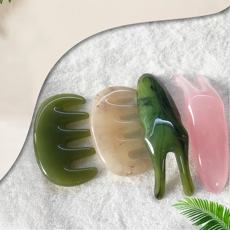

1pc Five Teeth Meridian Massage Comb Face Neck Eye Resin Massage Scraping Board Portable Small Comb Massage Tools
