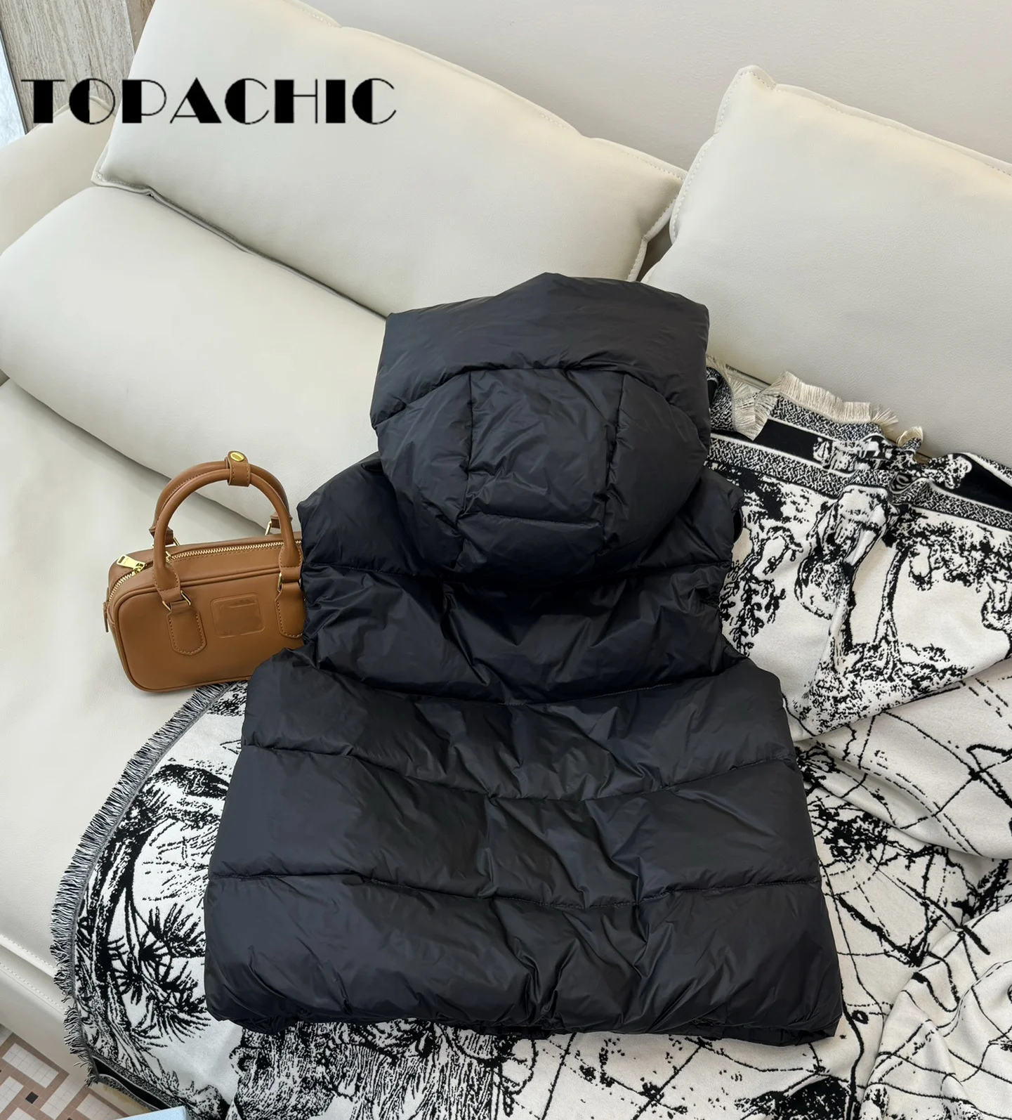 9 12 TOPACHIC-Женская одежда жилет на молнии со шнуровкой и капюшоном