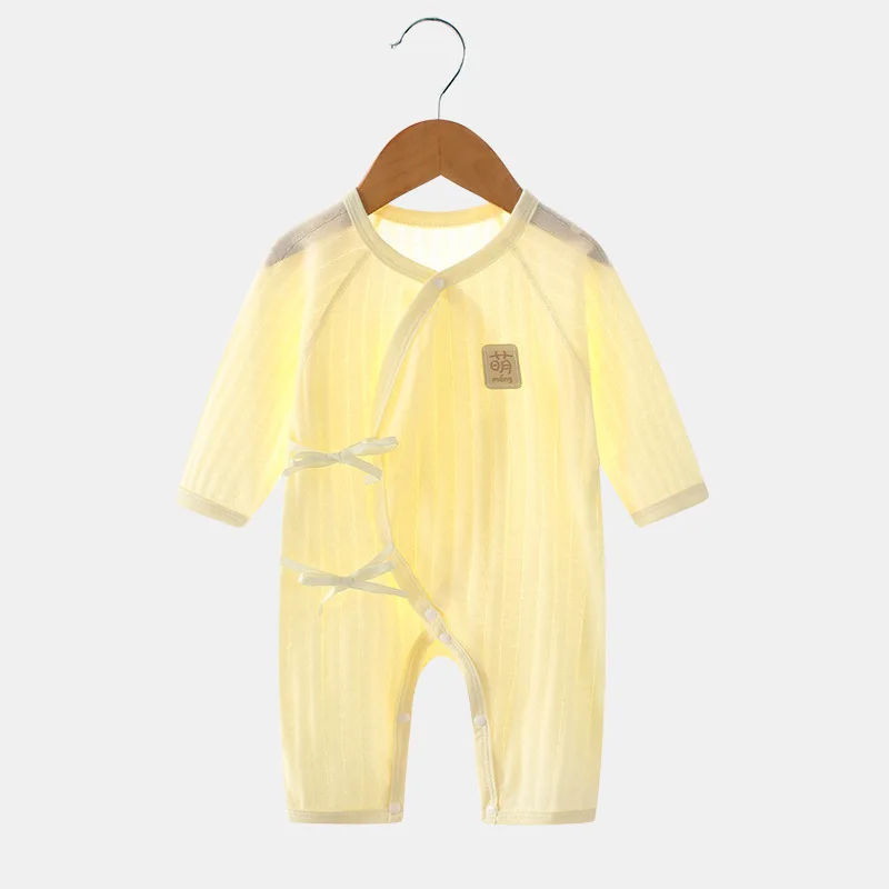 Baby One-piece Clothes Summer Newborn Ha Clothes Boneless Long Sleeved Newborn Baby Monk Air Conditioning Clothes Pure Cotton Cl