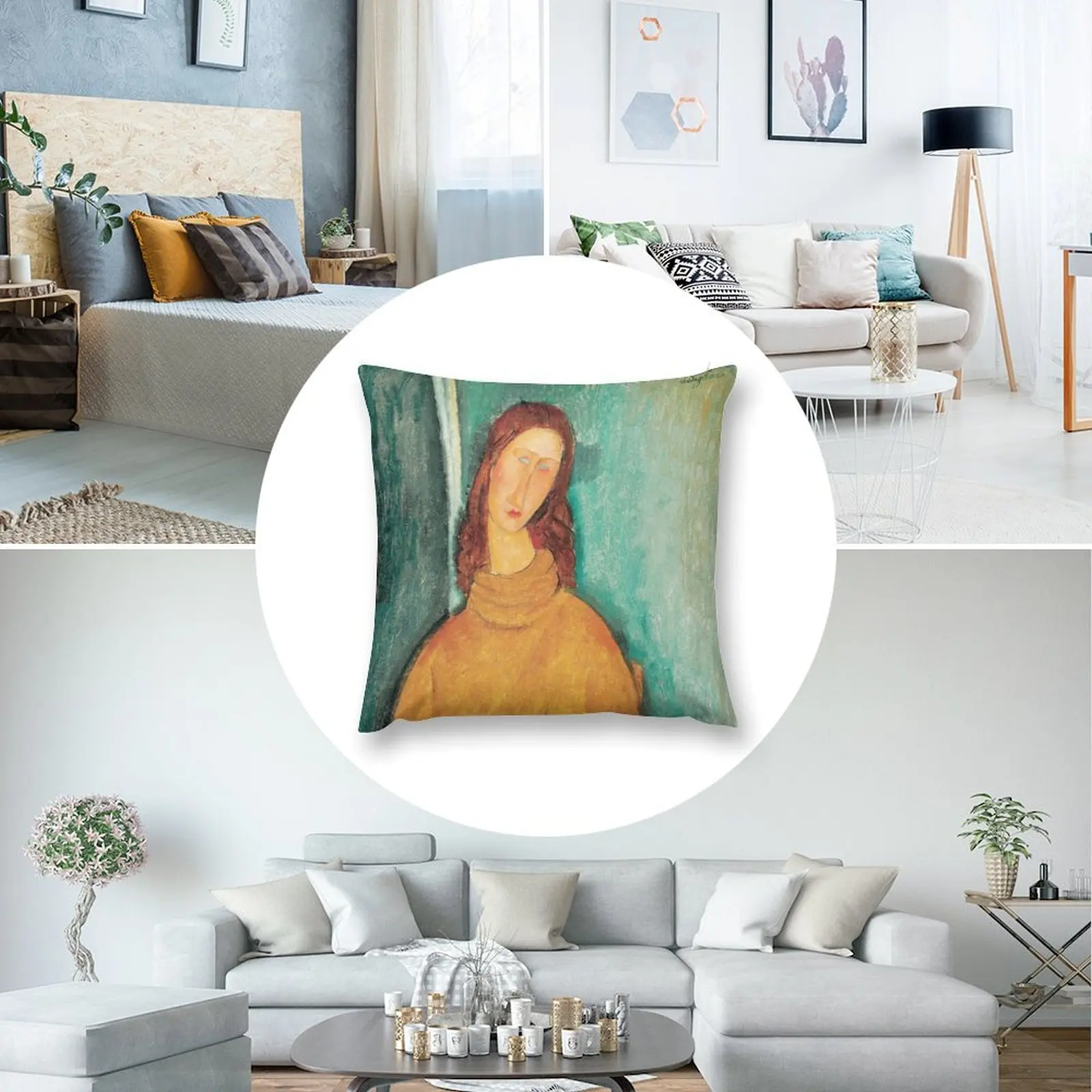 Портрет Жанны хебутерн от Amedeo Modigliani 1919 декоративная подушка рождественские