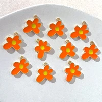 10pcslot cute orange enamel flower charms accessories handmade diy making for pendants necklaces earrings jewelry finding