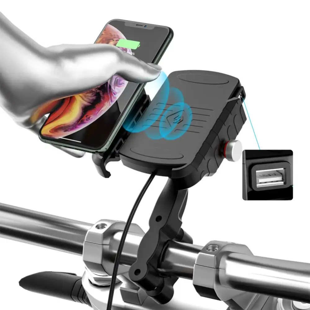 

Motorcycle Mobile Phone Holder Smartphone Support For Moto Motorbike Handlebar Mount Stand Wireless Charger Parts Accessories