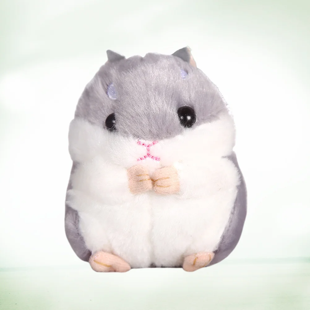 

1 Hamster Plush Keychain, Grey Stuffed Handbag Pendant Keyring Charm for Kids or Adults