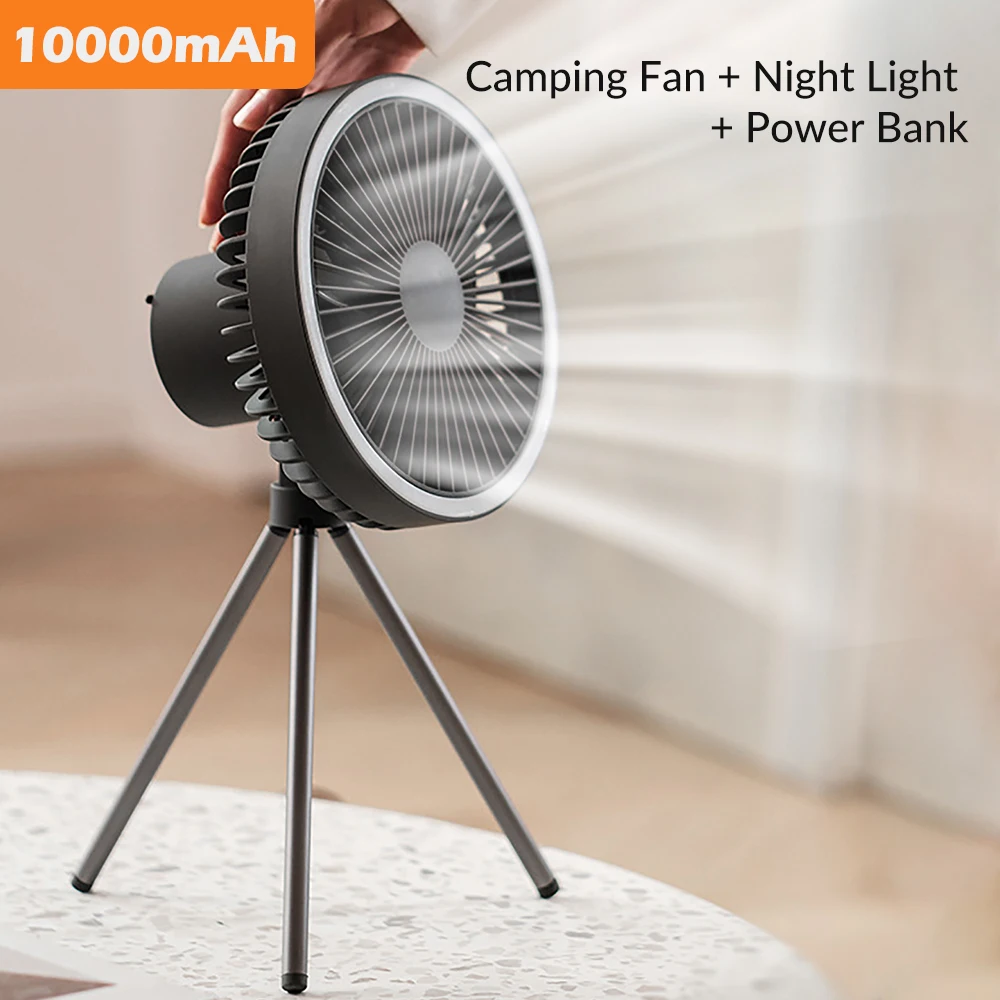 

Multifunctional Mini Fan USB Rechargeable Portable Fan Outdoor Camping Ceiling Fan With Led Light 4000/10000mah Desktop Fan