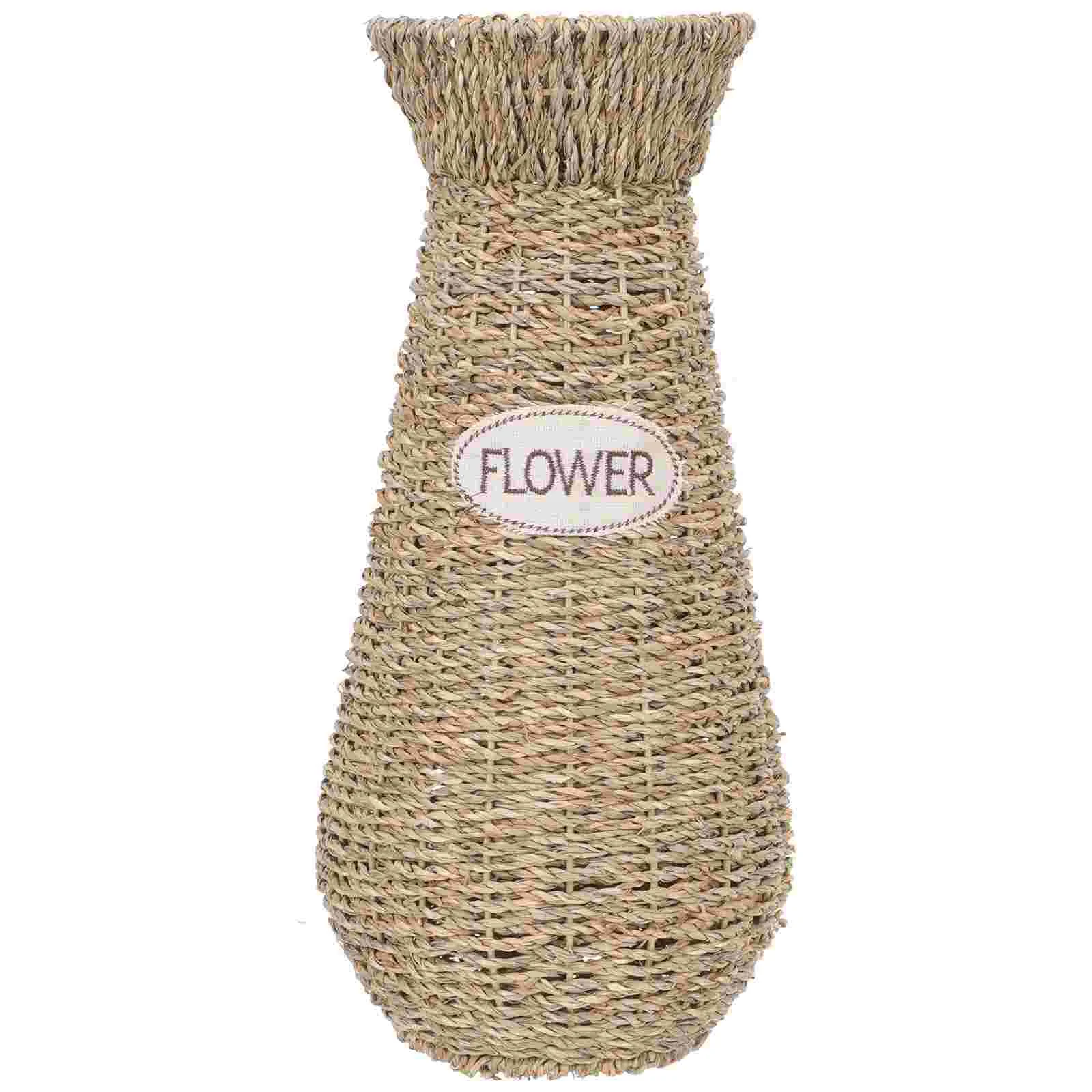 

Vase Flower Seagrass Woven Rattan Basket Tall Rustic Wicker Farmhouse Dried Weave Chinese Minimalist Vases Centerpiece Holder