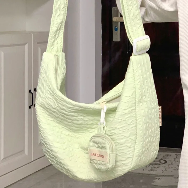 Summer Simple Green Beige Handbags Korean Fashion Dumpling Crossbody Bags For Women Summer Beach Large Capacity Handbag FEMME