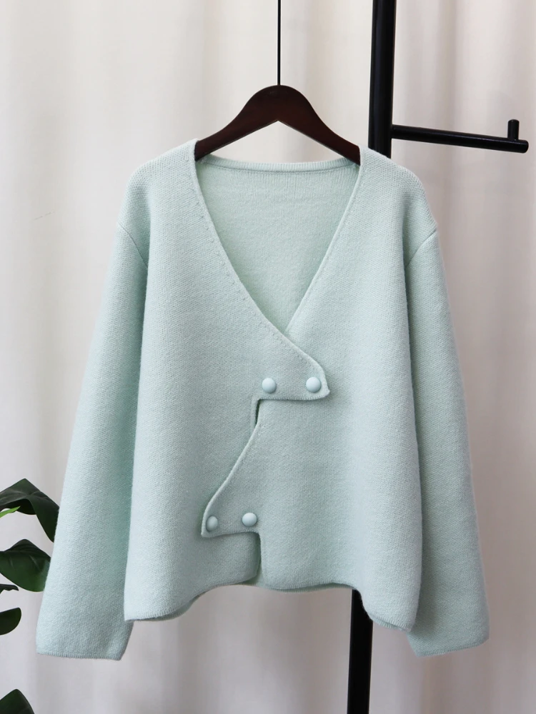 

Autumn/Winter Knit Cardigan Women Korean Fashion Ladies Sweater Button Vintage Casual V-Neck Pink Cardigan Women's Clothing 2023