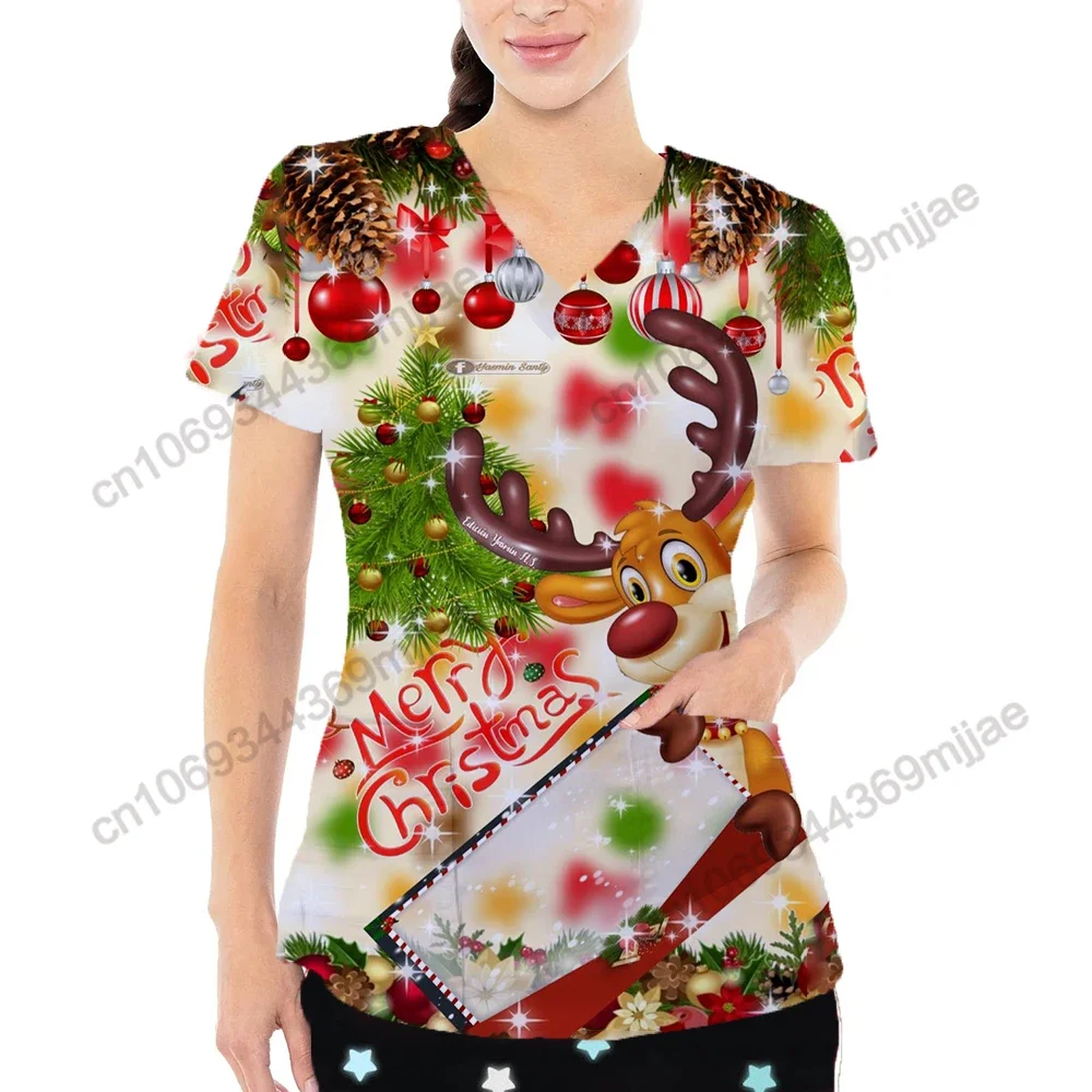 Женская футболка с V-образным вырезом карманами