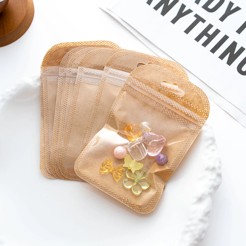 50 шт./партия бумажные пакеты с замком-молнией