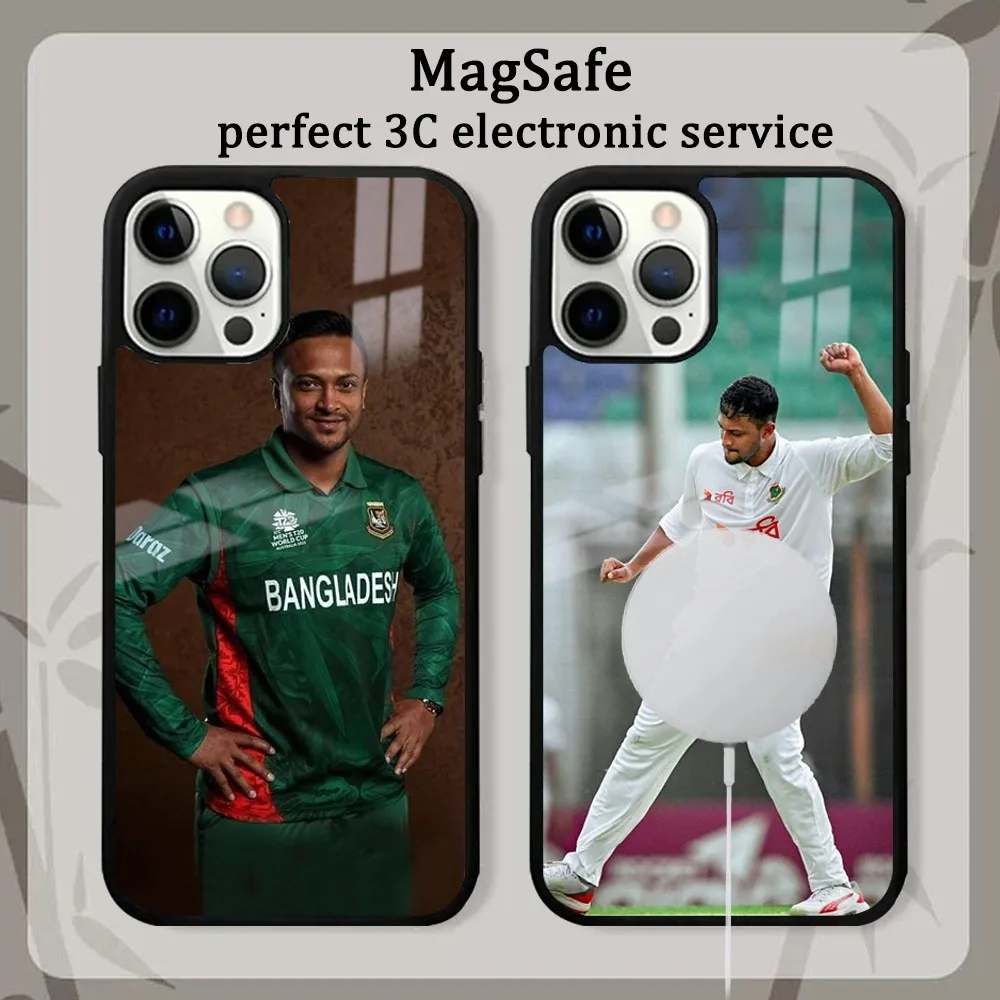 Чехол для телефона Cricketer Shakib Al Hasan iPhone 16 15 14 13 12 11 Pro Max Plus Mini Magsafe Mirror беспроводной