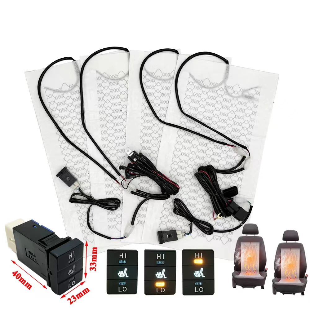 

Встроенный комплект обогрева автомобильных сидений, подходит для 2-местных сидений, универсальная грелка из сплава/углеродного волокна, H/L, переключатель управления уровнями для Toyota RVA4