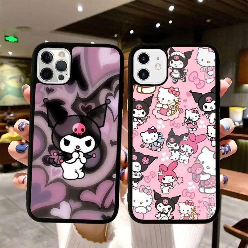 

Hello Kitty Kuromi My Melody Family Phone Case for iPhone 14 13 12 11 Pro Max mini 8 7 Plus X SE XR Silicone Hard PC Fundas