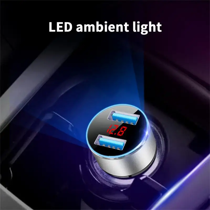 

Car Charger Fast Charge One Drag Two Qc3.0 Cigarette Lighter Pd Digital Display Dual Usb For Iphone Xiaomi Samsung