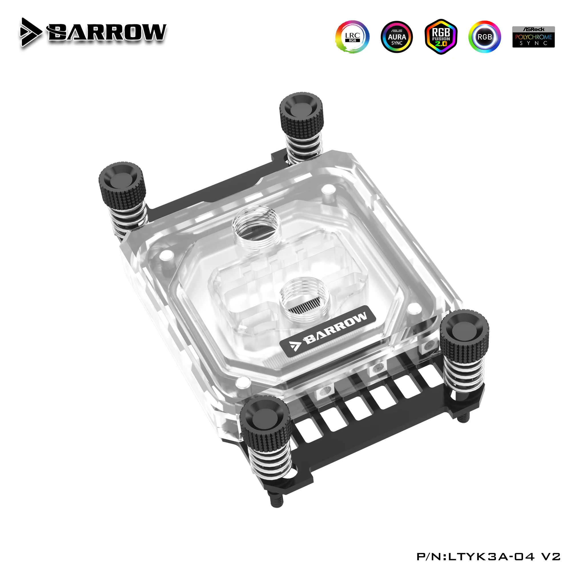 Barrow LTYK3A-04 V2 для Intel Lga1700 1200 115x x99 299, Водяной кулер для процессора, акриловый микрорежущий водяной охлаждающий блок для микроводного пути