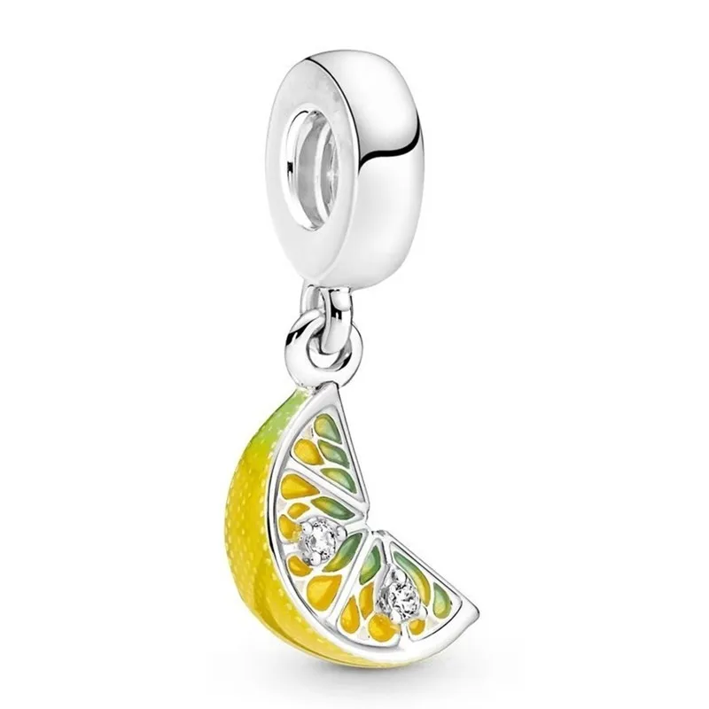 

Authentic 925 Sterling Silver Moments Lemon Slice Sparkling Fruit Dangle Charm Bead Fit Pandora Bracelet & Necklace Jewelry