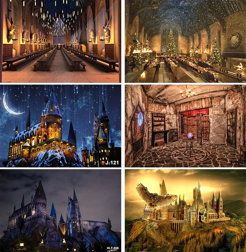 

Wizard School Big Moon Backdrops Kids Cake Smash Birthday Photo Prop Baby Shower Magic Vallege Castle Photography Background