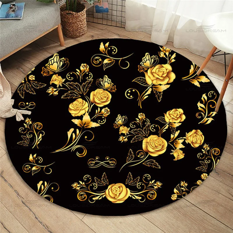 Round rose carpet household non slip mat children's bedroom carpet door mat living room carpet tea room door mat
