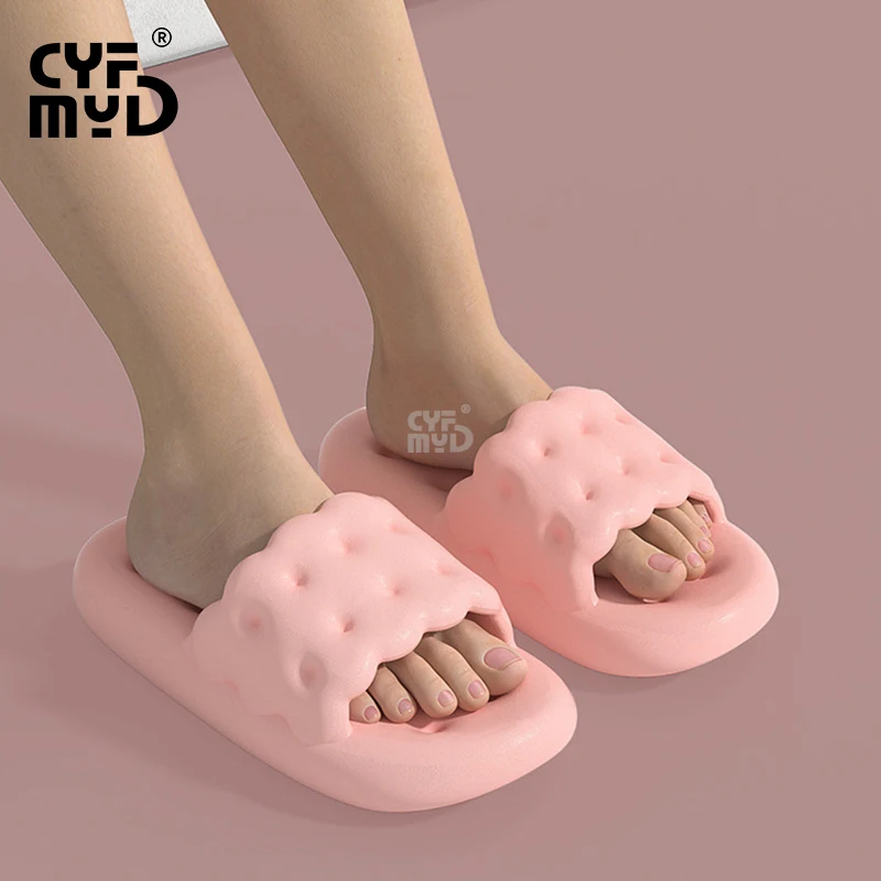 Platform Women's Home Slippers Cute Cookies Shoe for Woman Summer 2023 New EVA Slipper Wear-resistant Slide Non-slip Lightweight