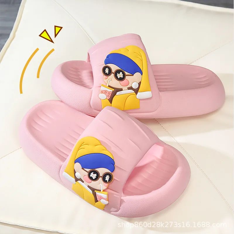 Litfun Soft Thick Bottom Fashion Slippers Women Summer Indoor Cartoon Non-slip Slippers Men Home Bath Shoes Outdoor Beach Slides