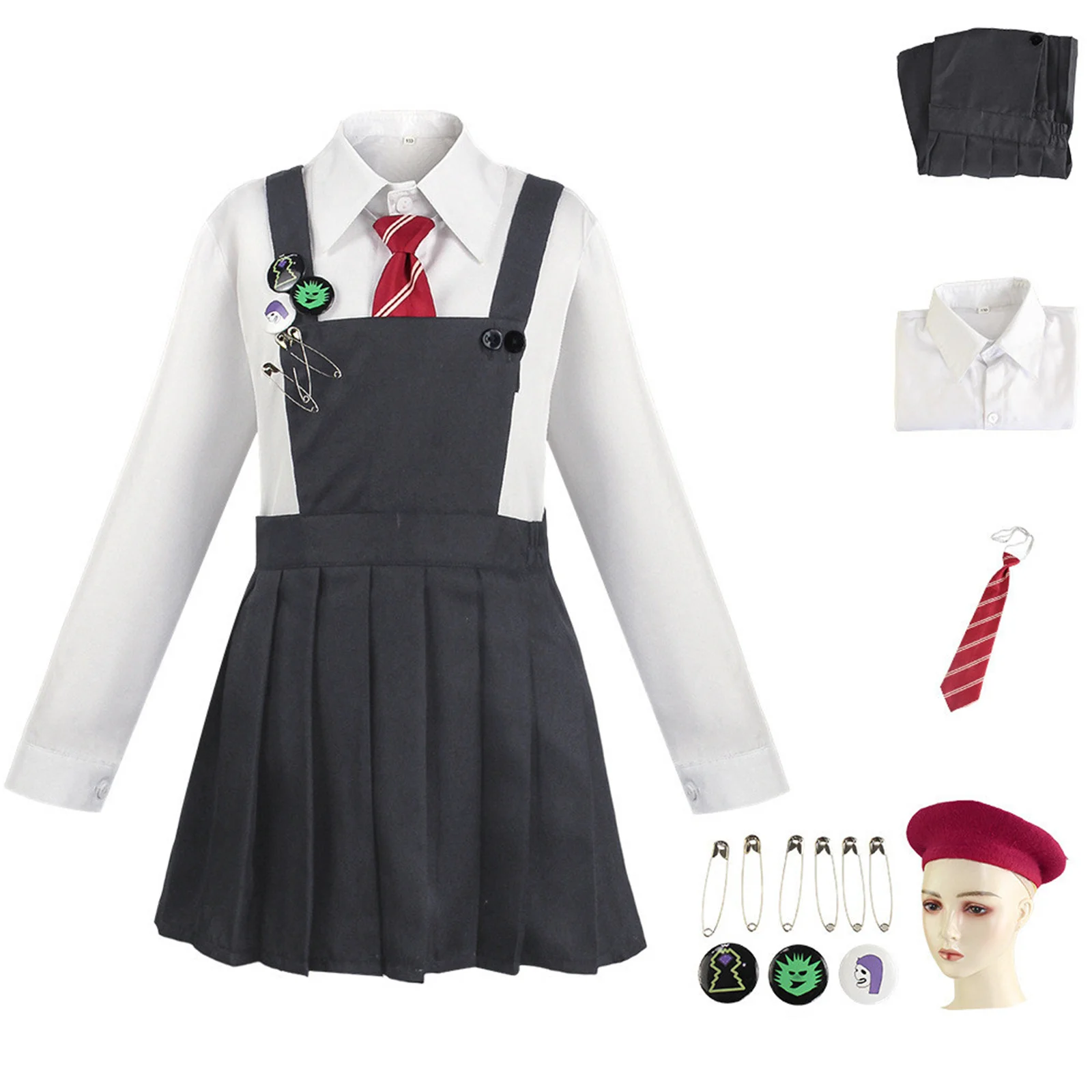 

Anime Movie Roald Dahl Matilda the Musical Dress Cosplay Costume for Girl JK Uniform Suspender Skirt Hat Tie Brooch Halloween