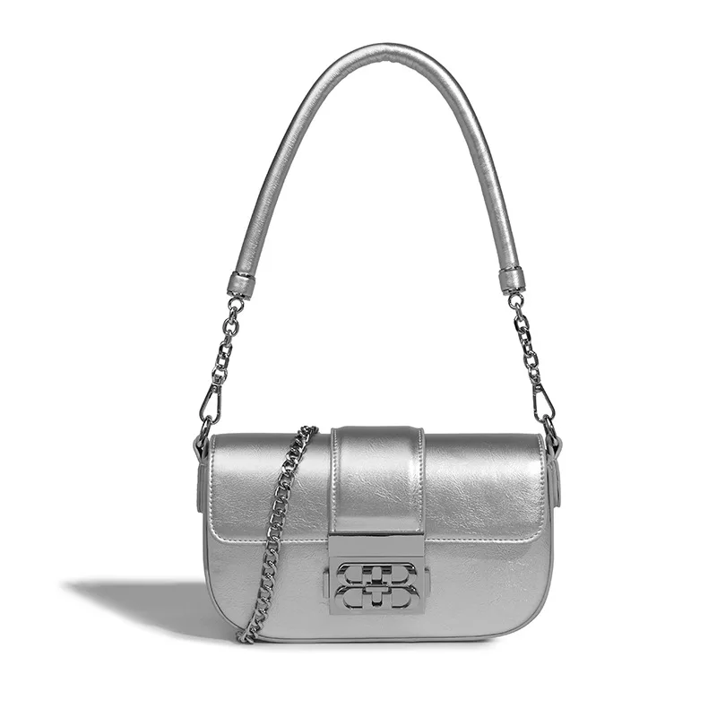 Leather Underarm Bag Chain Fashion Shoulder Bag for Women's Advanced Sense Crossbody Bag Casual Adjustable Commuting Handbag