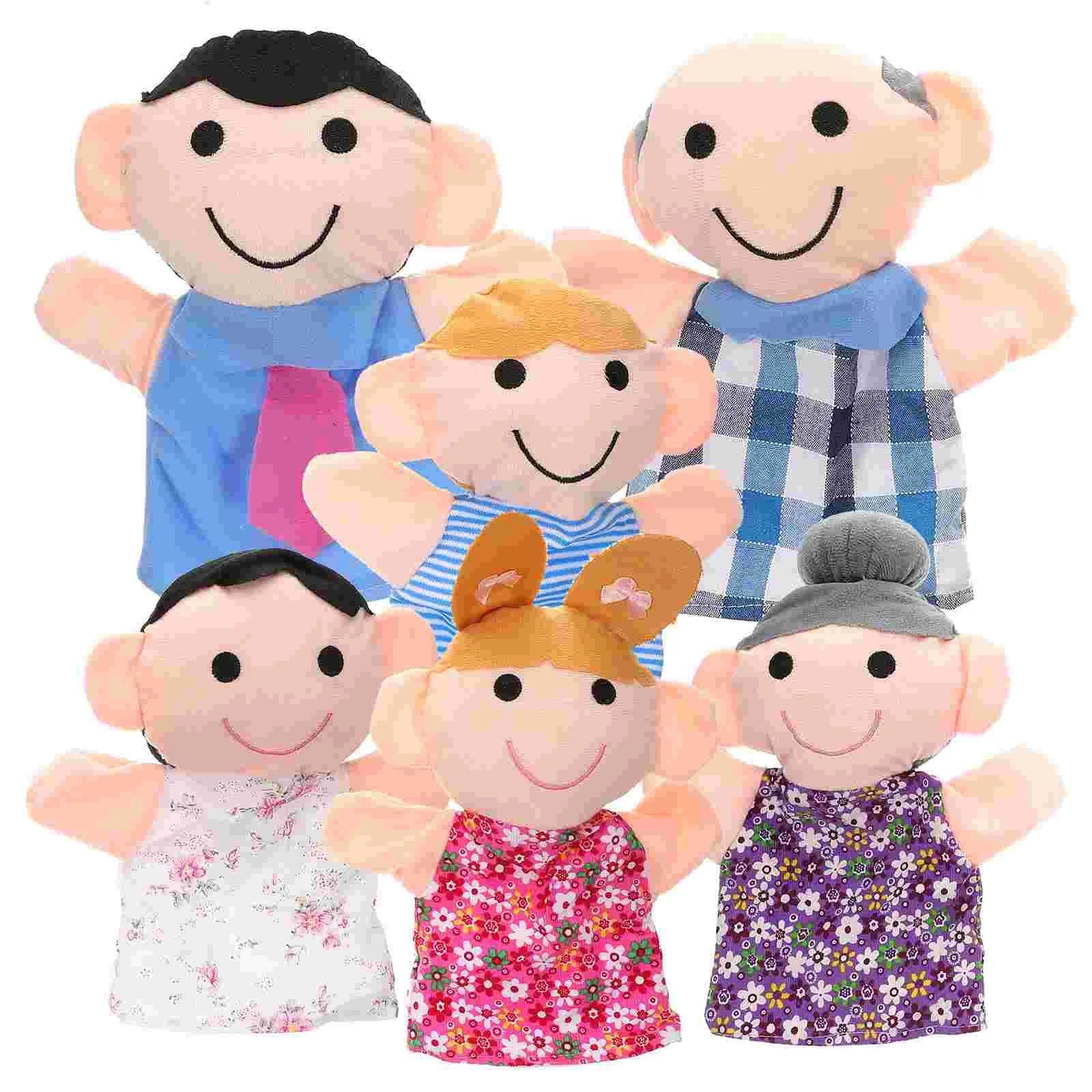 

6 Pcs Family Hand Puppet Toddler Animal Toys Puzzle Educational 3+ Year Old Plush Puppets Kids Cloth Toddlers