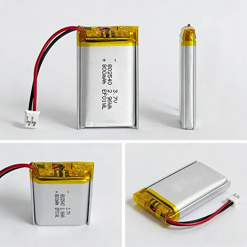 Фото Литий-полимерный аккумулятор 802540 3.7V 800mAh 2.9Wh, перезаряжаемые литиевые батареи Lipo с разъемом PH2.0 для атомайзера, дефростера, рекордера, смарт-устройств №2