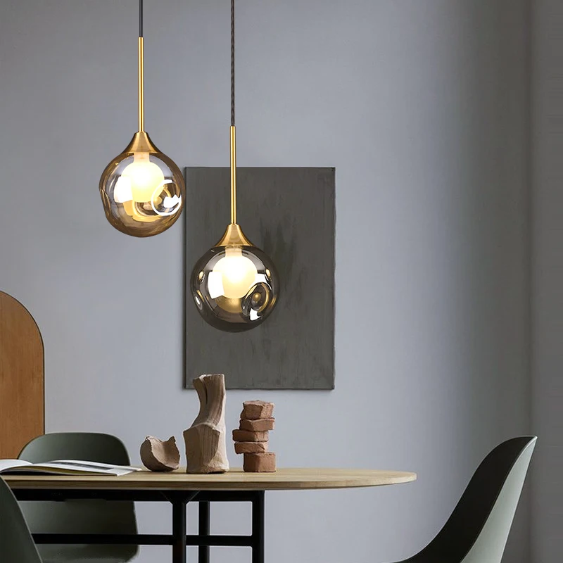 

Glass Dining Table Chandeliers Modern Disc And Strip Ceiling Pendant Lamps Amber Soot Kitchen Bedroom Lighting Fixtures