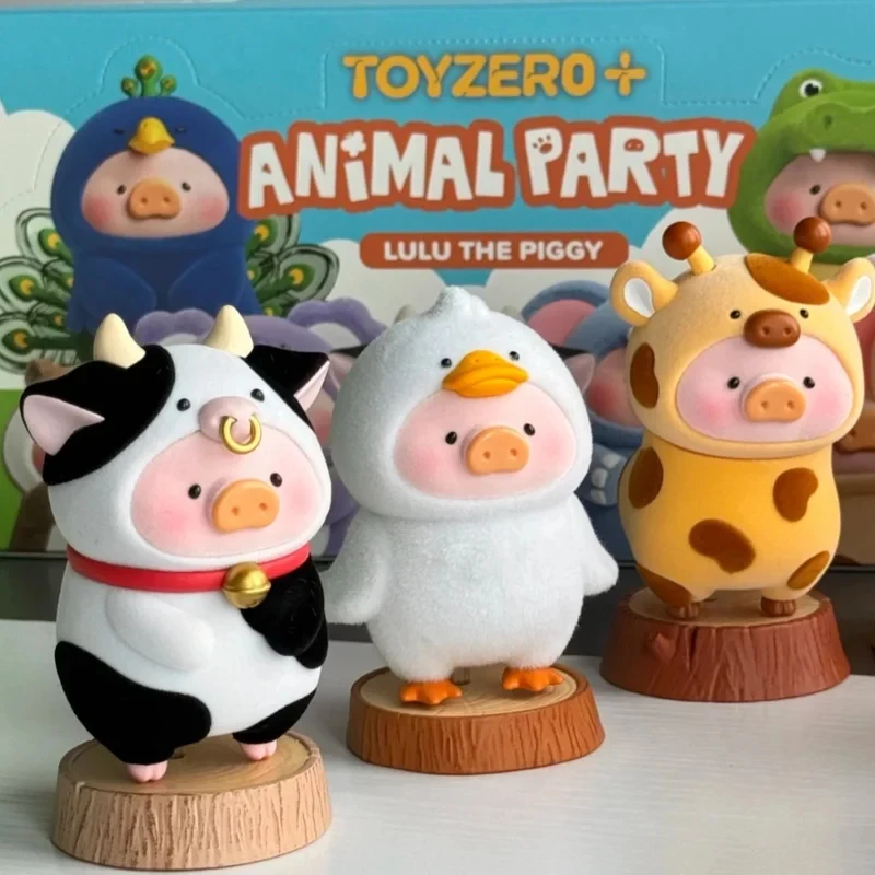 Фото Оригинальная фигурка LuLu The Piggy Animal Party Series Blind Box: милая свинка, аниме-фигурка, украшение для рабочего стола, игрушка, подарок-сюрприз №4