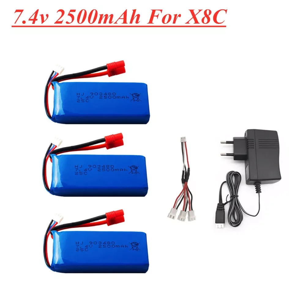 

2500mAh 25c Lipo battery for Syma X8C X8W X8G X8 RC Quadcopter Parts 7.4 V 903480 Toys Battery with Over Current Protection