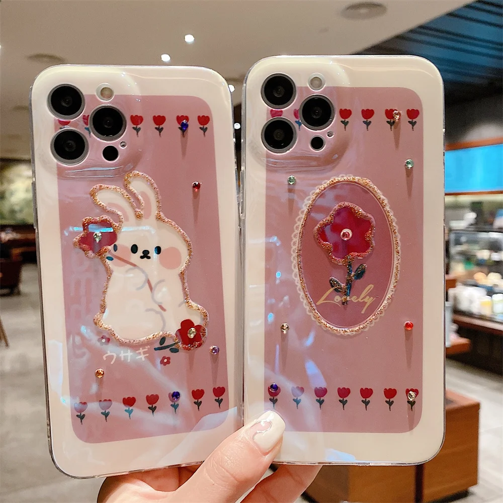 

Vintage Cute Rabbit Case for iPhone 14 Apple 12pro11/13/XsMax/XR Fashion Simple Case