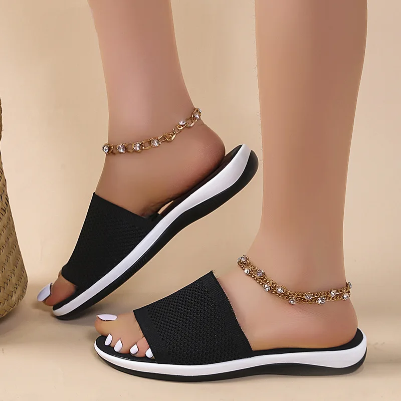 

Summer Women Slippers Mesh Breathable Soft Wedge Shoes Solid Color Slip-On Platform Sandals Lady Fashion Beach Slides Sandalias