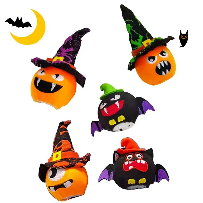 

Искусственная тыква на Хэллоуин, 3D кукла в виде тыквы, летучая мышь, ведьма, шляпа, декор со светящимися элементами, 5 шт. подвесных украшений на Хэллоуин для праздников