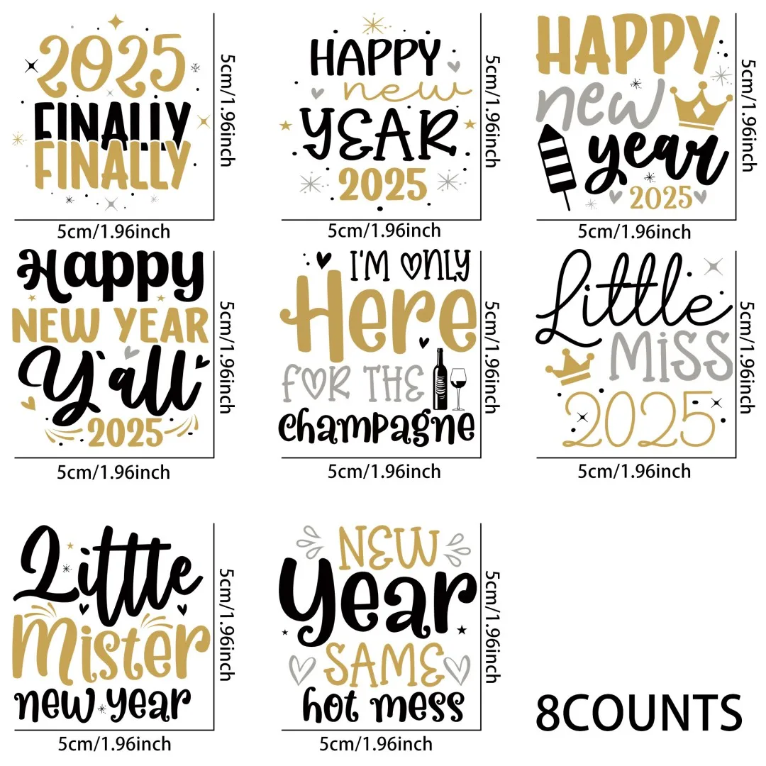 С Новым годом 2025 УФ-наклейки DTF водонепроницаемые наклейки для украшения кружек