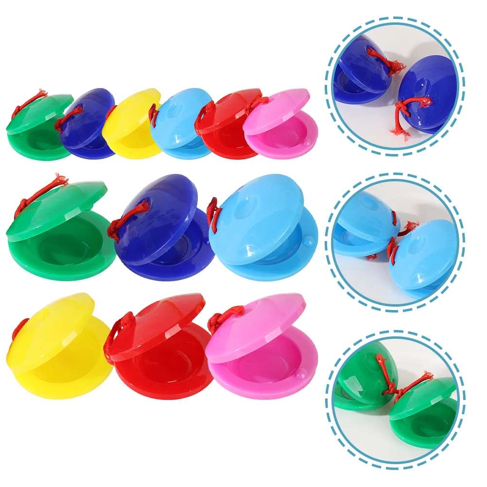 

12 Pcs Plastic Playess Plastic Lunch Board Musical Instruments Toddlers Enlightenment 5.4x2cm Castanet Plaything Preschool