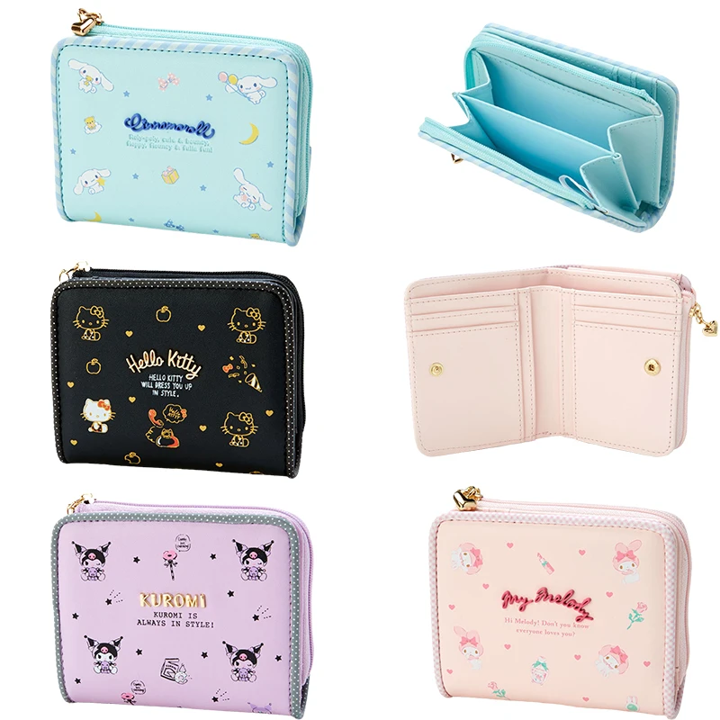 

Новый Sanrioed милый аниме Kuromi My Melody Hellokittyed Cinnamoroll Kawaii Pu 11 см x 2,5 см x 9 см короткий кошелек для монет подарок для девушки