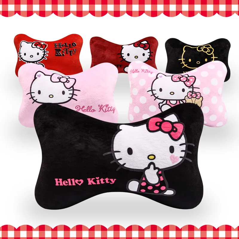 

Sanrio HelloKitty Kawaii Car Headrest Neck Pillow Head Pillow Cartoon Cute Car Interior Accessories Four Seasons Universal Set